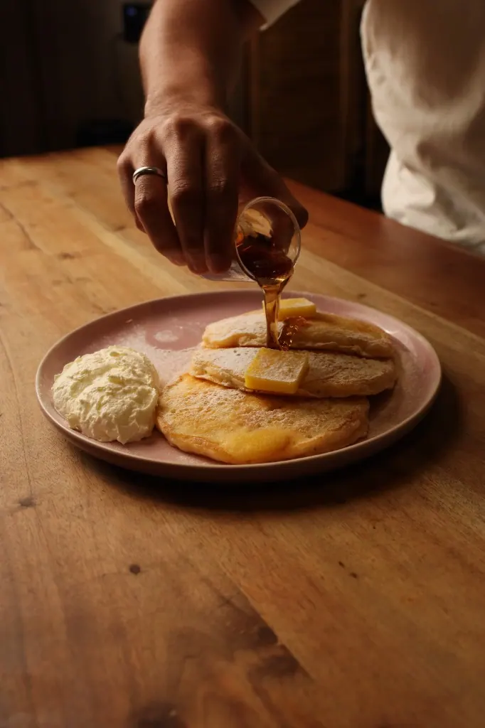 St. Louis Pancakes with butter and syrup
